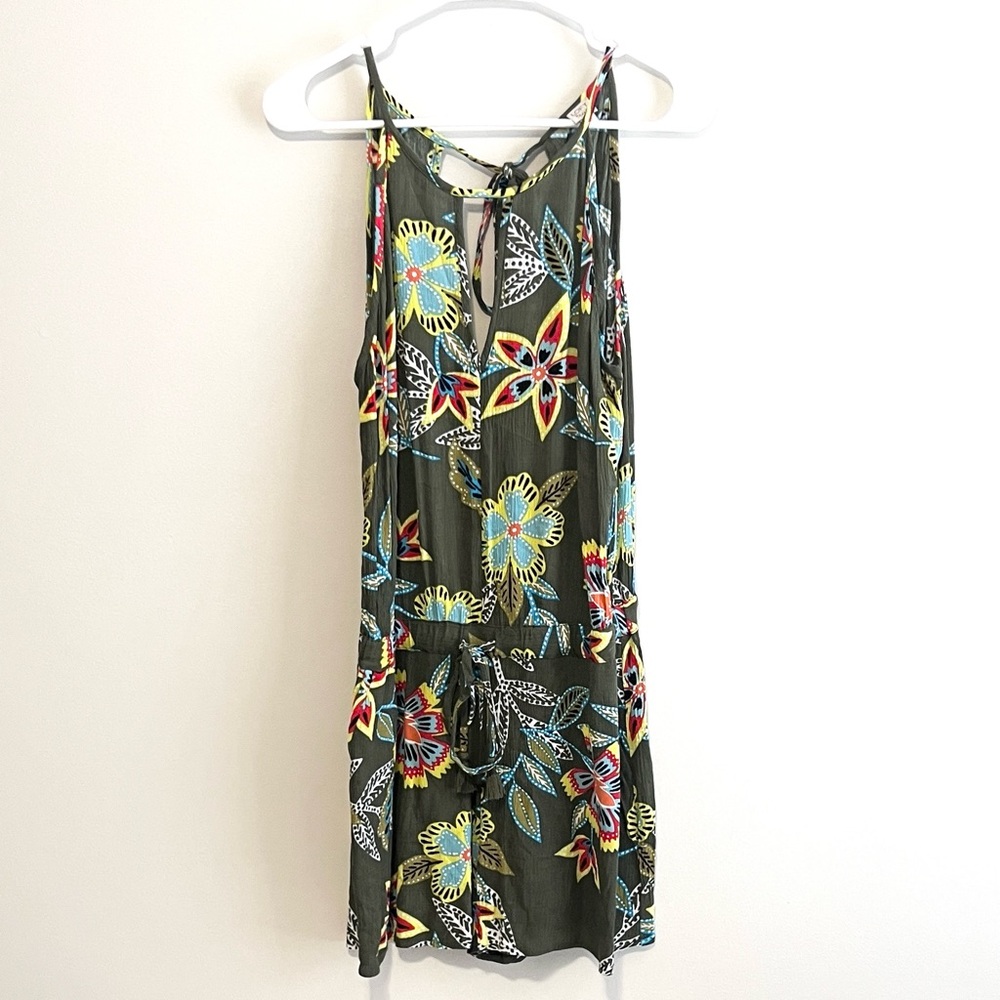 Loft Beach Tropical Floral Print Sleeveless Halter Romper